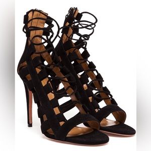 NWT! Aquazzura Amazon Suede Lace Up Sandal, 105 cm